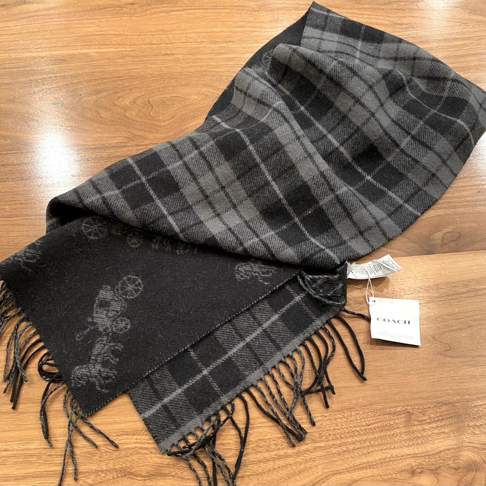 Coach Reversible Horse And Carriage Plaid Print Muffler/Scarf